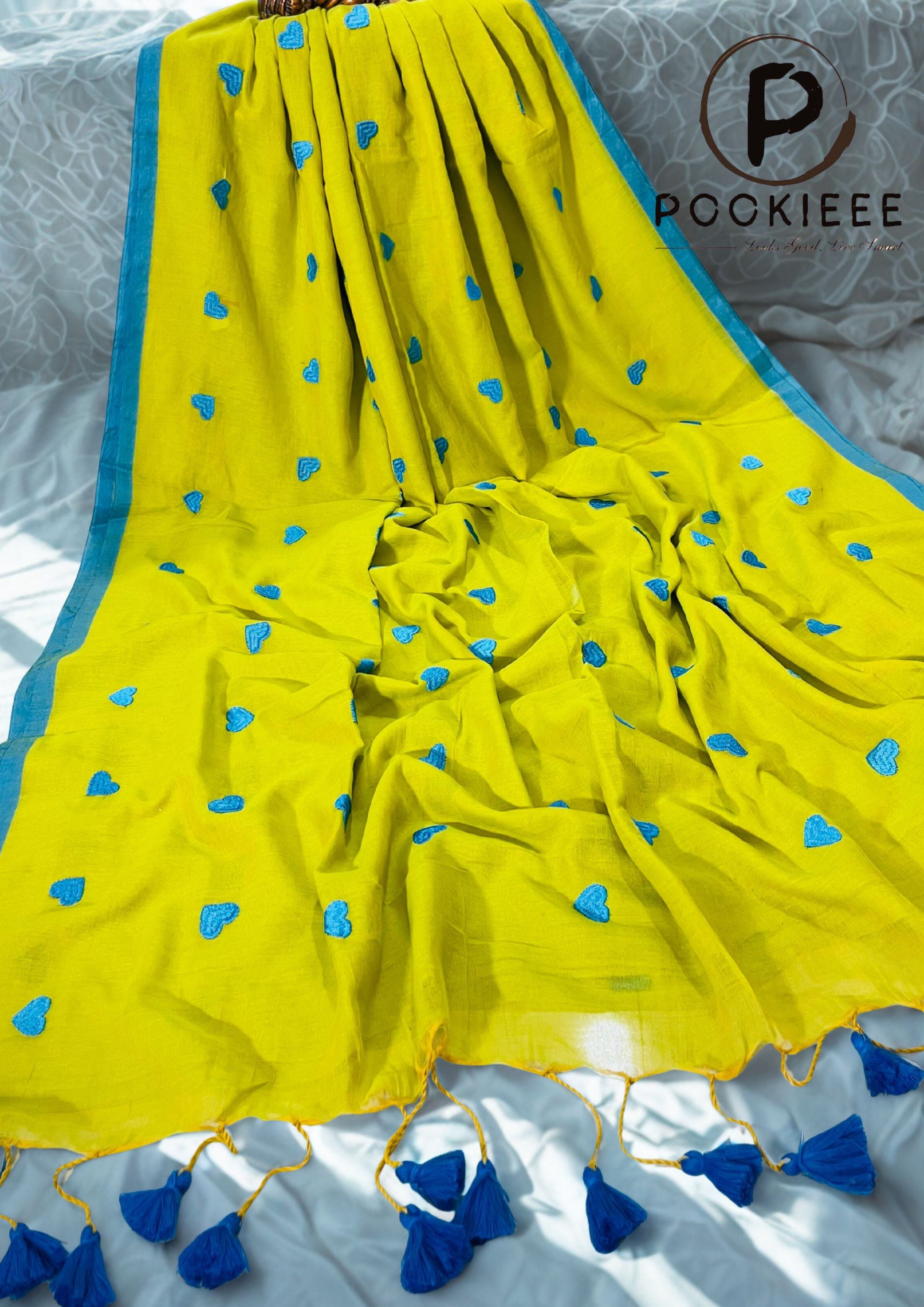 CK Khadi Saree with delicate LOVE embroidery Saree